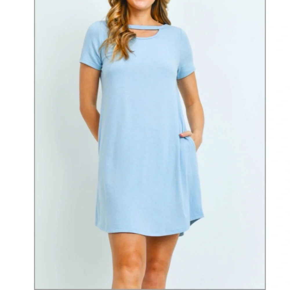 Blue Cutout Detail Shift Dress - Picture 3 of 3